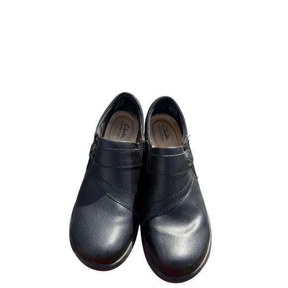 CLARKS Womens 8.5 Black Angie Pearl Leather Slip On Loafer Casual Comfort Shoe - Picture 5 of 6